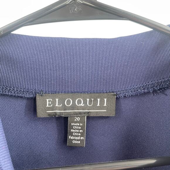 ELOQUII Dress Size 20 Navy NWT Midi Stretch Sleeveless Ruched Bodycon Plus Curvy - Picture 4 of 15